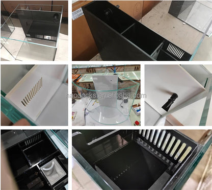 Customized Sizes large and medium fish tank aquariums for marine and freshwater with overflow sump cabinet
