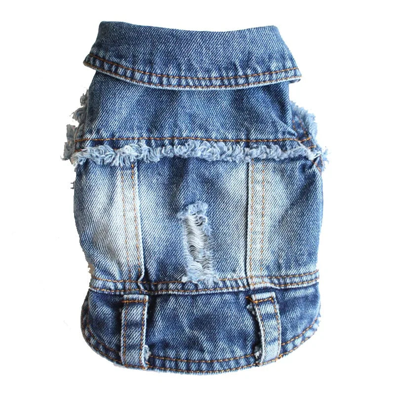 Wholesale Dog Jeans Jacket Denim Vest Coat Sleeveless Design Spring Autumn Clothes for Small Medium Dogs Bulldog York Costume