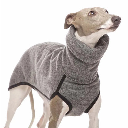 Greyhound Large Dog Clothes Autumn Turtleneck Shirt Whip Hound Stretch Fleece Vest Pet Pullover Coat for Small Medium Big Dogs
