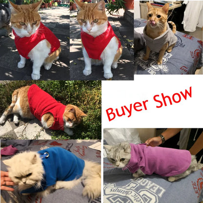 Solid Color Cat Clothes Winter Soft Kitten Sweater Sphinx Cat Fleece Vest Jacket for Small Medium Cats