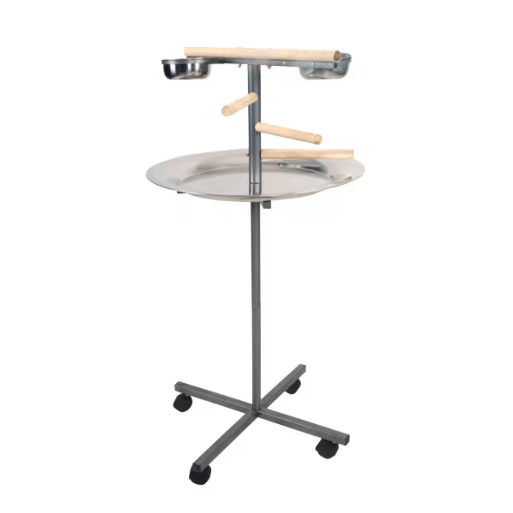 Round Play Stand With Wooden Steps - Black 24"x24"x45"