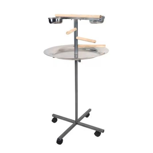 Round Play Stand With Wooden Steps - Black 24"x24"x45"