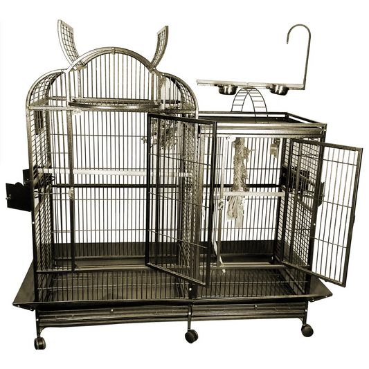 Split Level House Cage With Divider - Platinum 42"x26"x61"