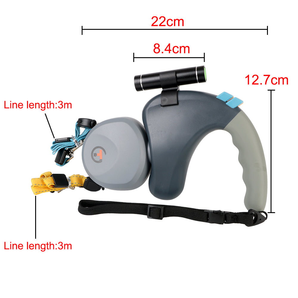 Dual Dog Rope Leash Pet Traction Rope Belt Retractable for 2 Dogs Walking Double with Light Rotation Pet Rope Pet Supplies