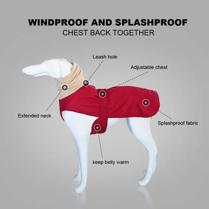 Super Warm Thick Dog Clothes Waterproof Dog Coat Jacket For Medium Large Dogs Greyhound Wolfhound Shepherd Clothing