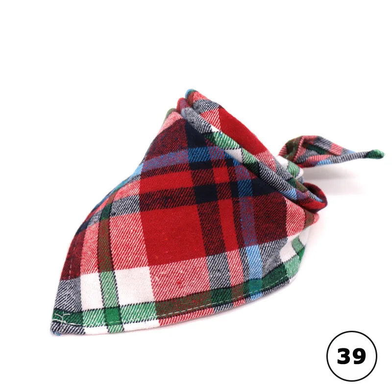 Plaid Cat Dog Bandana Pet Puppy Soft Cotton Bandanas Handkerchiefs Scarfs Triangular Bandages Accessories for Kittens Puppies