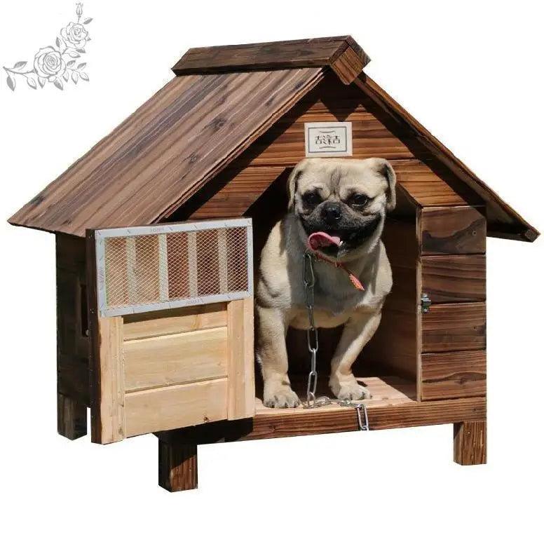 Outdoor Kennel Warm Small Stable Puppy Dog Pet Nest Bed Corgi Waterproof Cover Wooden House Solid Wood Golden Retriever