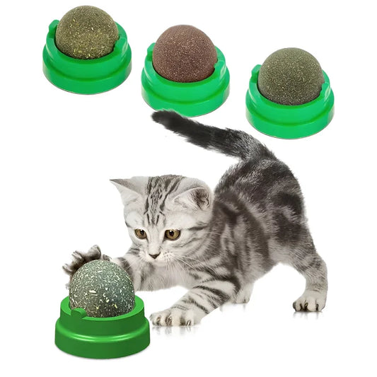 Natural Catnip Cats Wall Stick-on Ball Toy Scratchers Treats Healthy Natural Removes Balls to Promote Digestion Cat Grass Snack