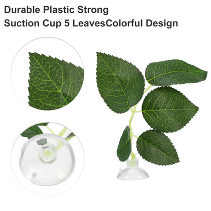 UXCELL 2/4 Pcs Aquarium Artificial Plastic Plants Betta Fish Leaf Pad with Suction Cup Betta Bed Leaf Hammock Resting Hide Decor