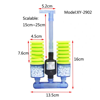 Aquarium Filter With Pump For Fish Tank Air Pump Skimmer Biochemical Sponge Filter Aquarium Bio Ball Filters Filtro Aquario