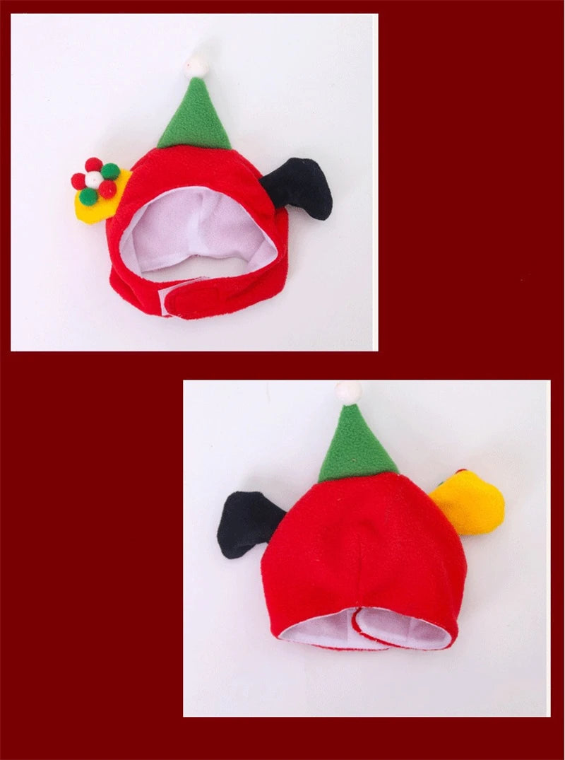Warm Fleece Cartoon Pet Hat for Cat Christmas Keep Warm York Dog French Bulldog Head Wear Snowman Deer Winter Pet Accessories