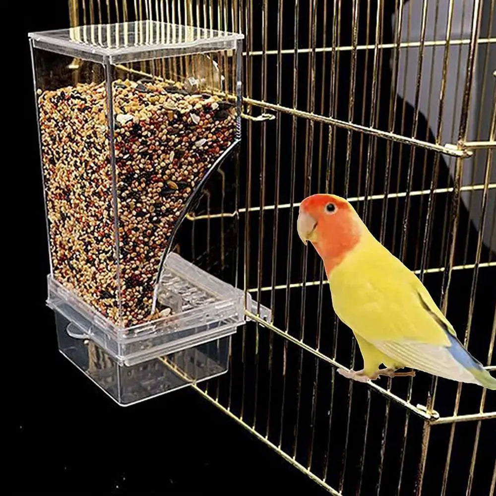 Bird Feeders Parakeet Feeders For Bird Cage Automatic Parrot Feeder Drinker Clear Acrylic Splash-Proof Bird Feeder