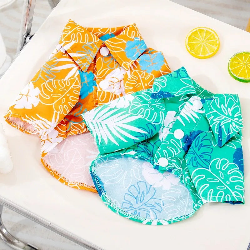 Pet Dog Beach Shirt Summer Dog Clothes Hawaiian Style Puppy Kitten Costume Dog Cooling Vest Chihuahua Bichon Medium Dog Clothing