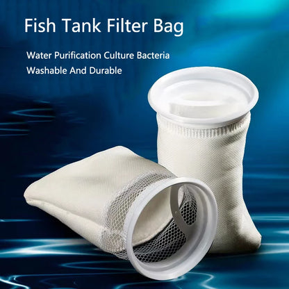 Anti Overflow Aquarium Filter Bag with Frame Washable Reusable Mesh Foam Carpet Sock Bag for Fish Marine Filtration System Hot