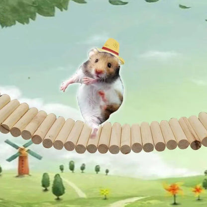 Smooth Wooden Hamster Ladder Climbing Ropeway Hamster Toy Pet Training Round Boardwalk Parrot Boardwalk Parrot Toy Bird Supplies