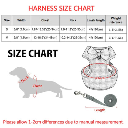 Nylon Dog Harness and Leash Set for Small Medium Dogs, Adjustable Daisy Embroidery Puppy Mesh Vest Harness Pet Accessories