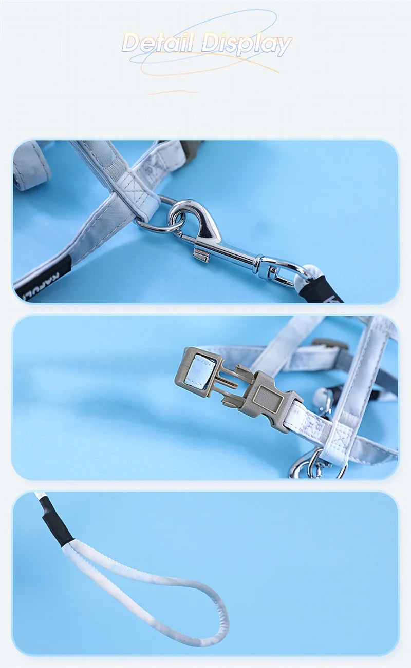 Cartoon Nylon Pet Dog Collar Accessories Anti Break Cat Small Puppy H-Shaped Harness Leash Set Travel Chihuahua Pet Accessories