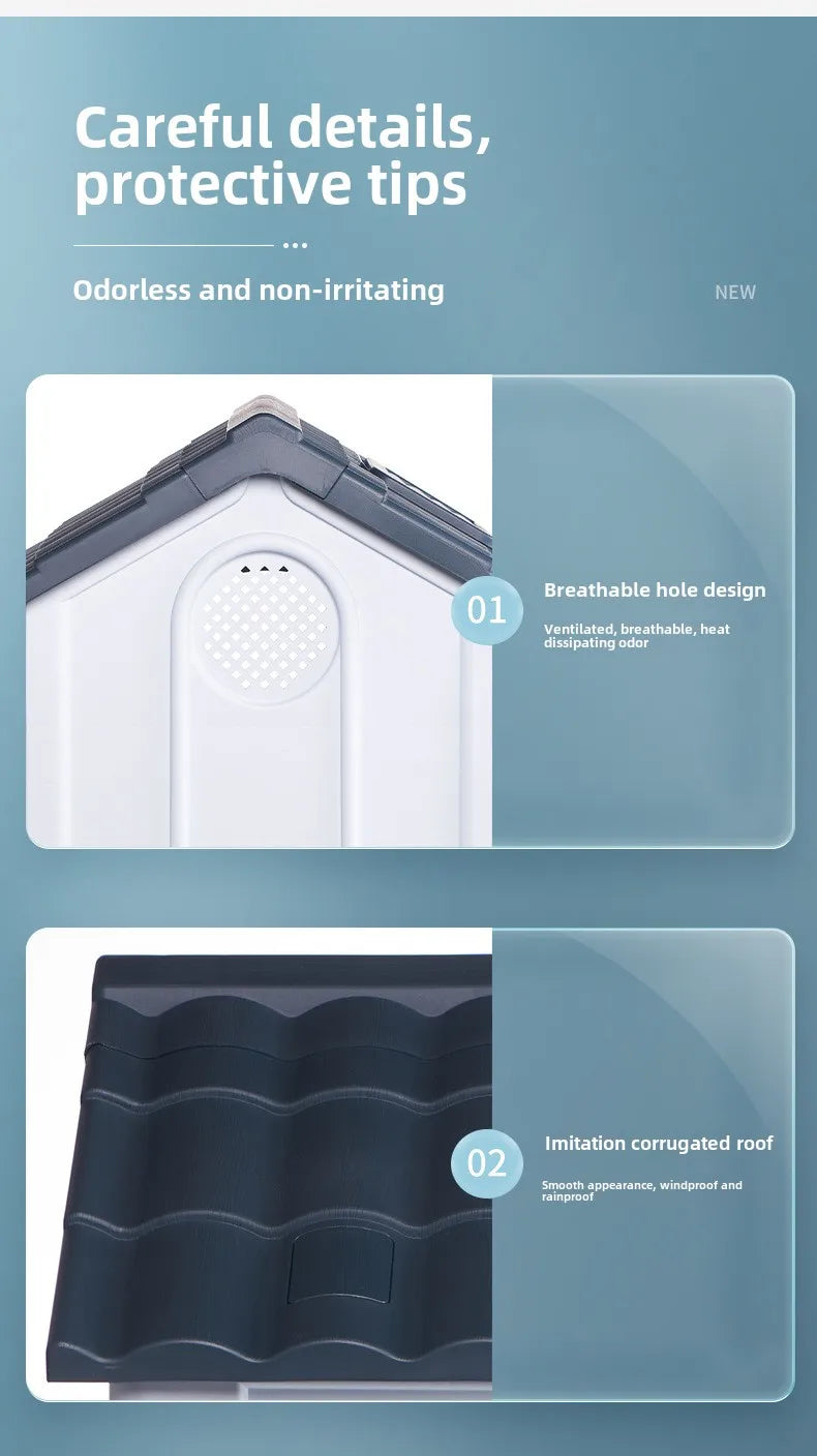 Outdoor Rainproof Pet Nest Four-season Universal with Toilet Plastic Kennel Sunscreen Dog Shed with Toilet with Toile