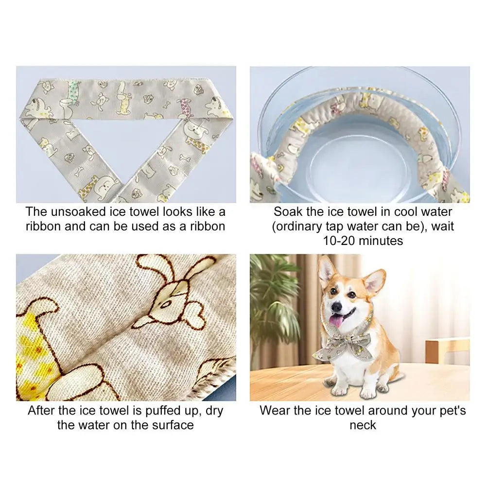 Pet Cooling Collar Bow Tie Dogs Cats Instant Cooling Neck Waring Reusable Instant Cooling Bandanas Dog Cooling Neck Wraps