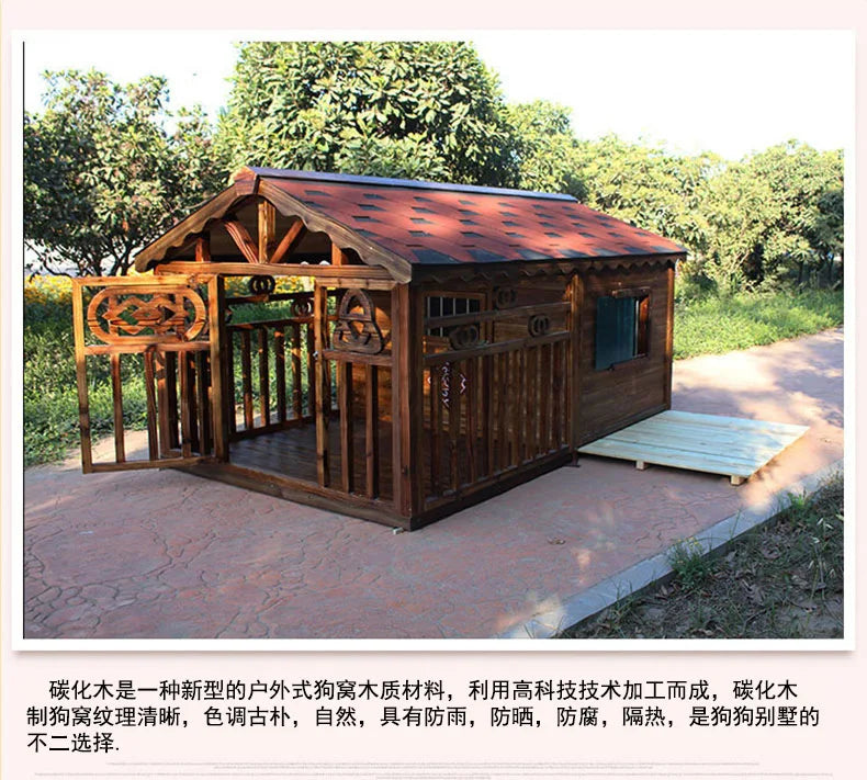 Manufacturer spot outdoor dog house wooden dog villa bite-resistant kennel rain-proof kennel can be customized dog house pet ca