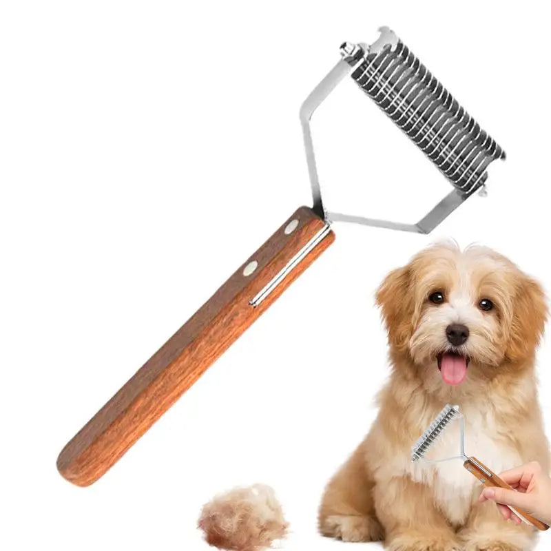 Pet Hair Comb Pet Hair Remover Cats Grooming Comb Non-Slip Pet Hair Comb with Wooden Handle and Comfortable Grip for Home Pet