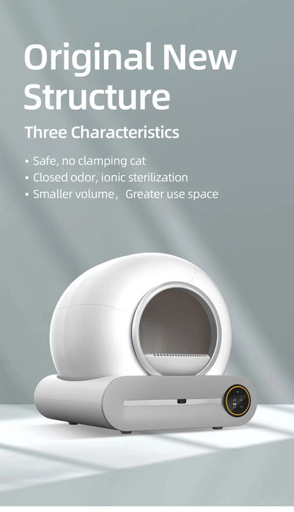 65L Automatic Smart Cat Litter Box Self Cleaning Fully Enclosed Large Cat Toilet Litter Tray