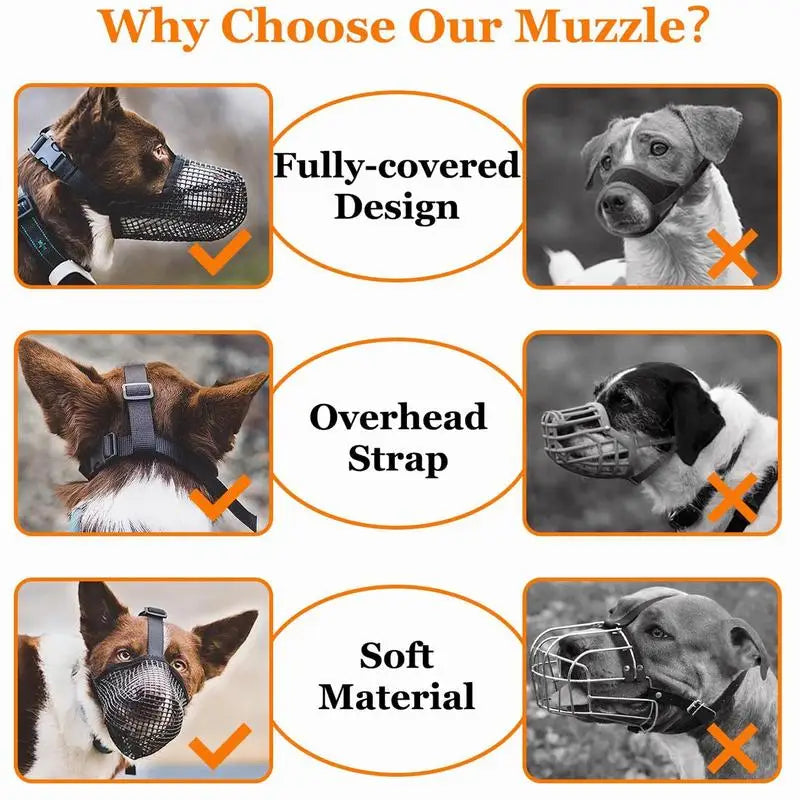 Dog Mouth Cover No Bite Muzzle For Dogs Mesh Design For Breathability And Comfort Adjustable Muzzles For Large Breed Dogs More
