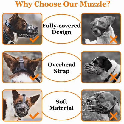 Dog Mouth Cover No Bite Muzzle For Dogs Mesh Design For Breathability And Comfort Adjustable Muzzles For Large Breed Dogs More