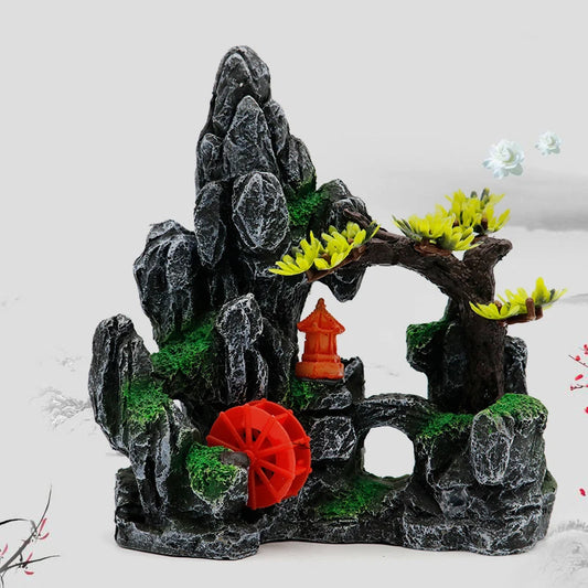 Resin Aquarium Rockery Mountain Decoration Artificial View Rock Cave Stone Tree Fish Tank Ornament Pet Supplies Home Decor