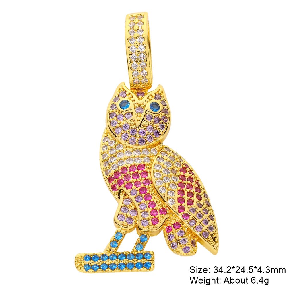 Juya 18K Real Gold Plated Cubic Zircon Bear Lion Bird Tiger Panther Head Leopard Charms For DIY Pendant Necklace Bracelet Making