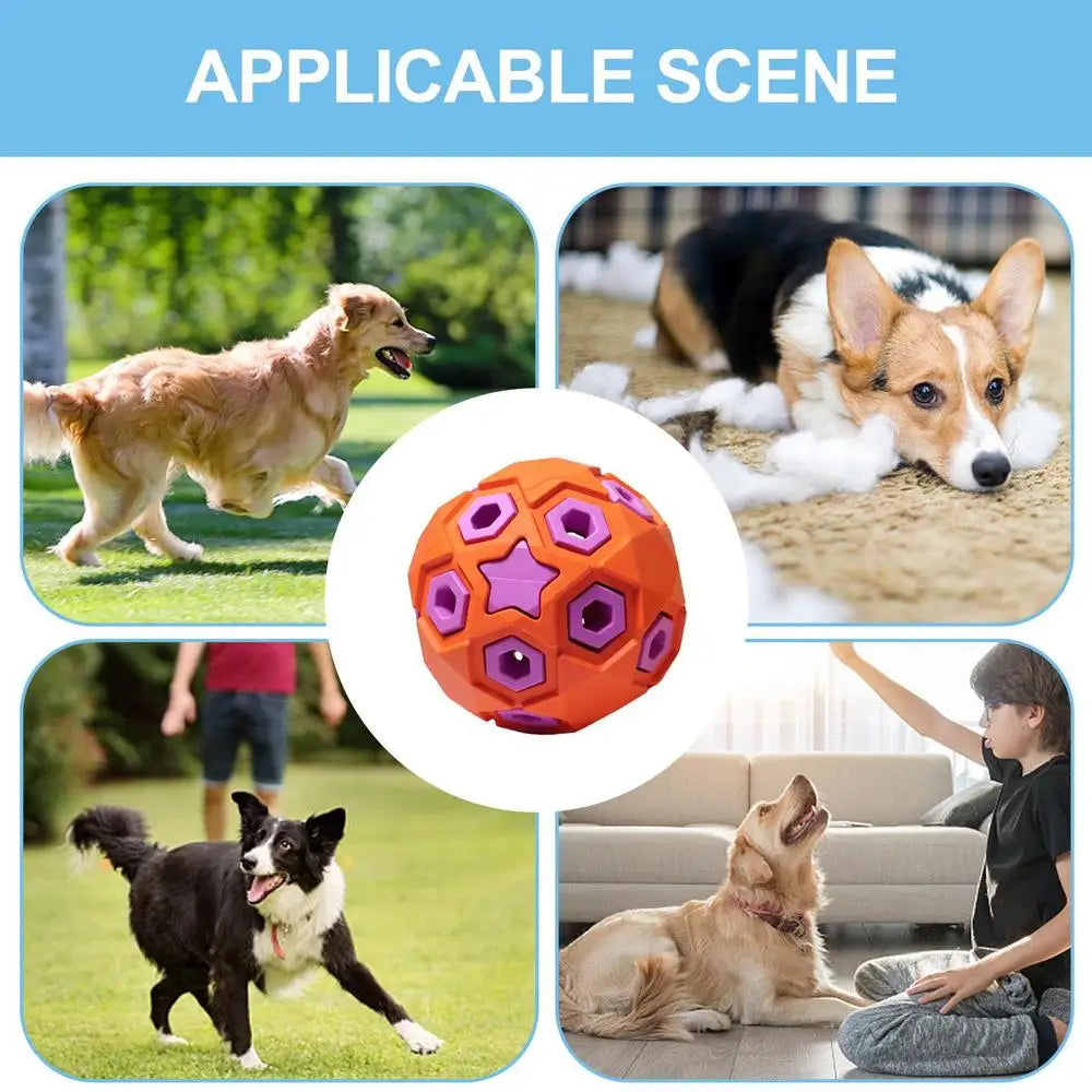 Pet Sound Toys Dog Toy Ball Rubber Hollowed Star Shape Squeaky Balls for Dogs Portable Bite Resistant Training Playing Supplies