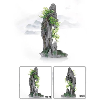 Resin Aquarium Rockery Mountain Decoration Artificial View Rock Cave Stone Tree Fish Tank Ornament Pet Supplies Home Decor