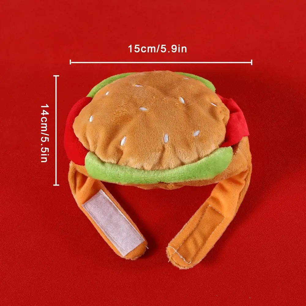 Cat Hats Halloween Dog Funny Cosplay Costume Hamburger Hats Burger-Shaped Puppy Costume Accessory Headwear for Cats Dogs Puppy