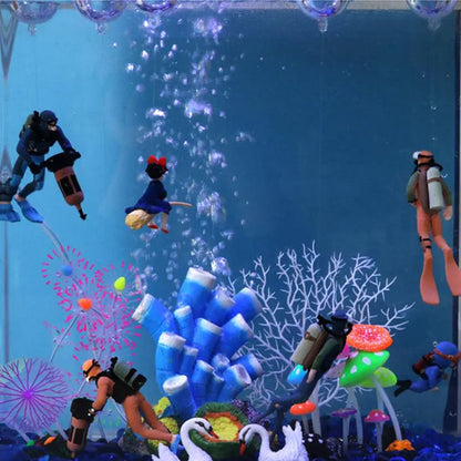 New Luminous Resin Diver Simulated Floating Aquarium Decor Aquarium Ornaments Fish Tank Decoration Landscape Ornamental