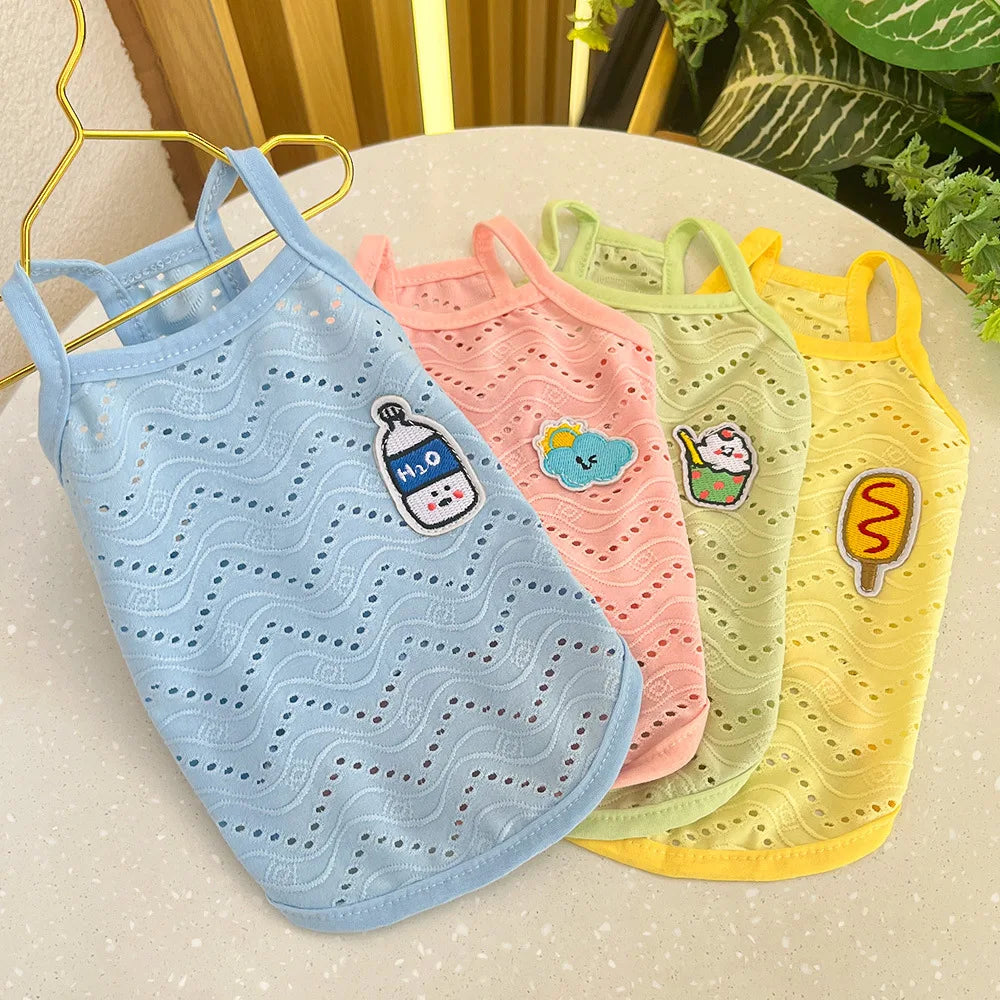 Spring and summer small dog clothing minimalist suspender thin breathable small and medium-sized dog pet cat clothing supplies