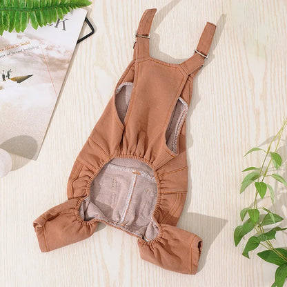 Dog Denim Jumpsuit Costume Puppy Jeans Overalls Clothes for Small Medium Dogs Bulldog Vintage 4 Legs Pet Shirt Pants Set Apparel