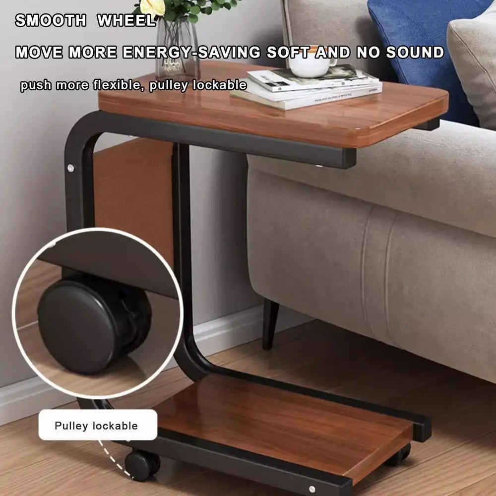 End Table C Shape Small Side Table For Living Room Double Layer Movable Side Table For Sofas Living Rooms Bedside Areas Small