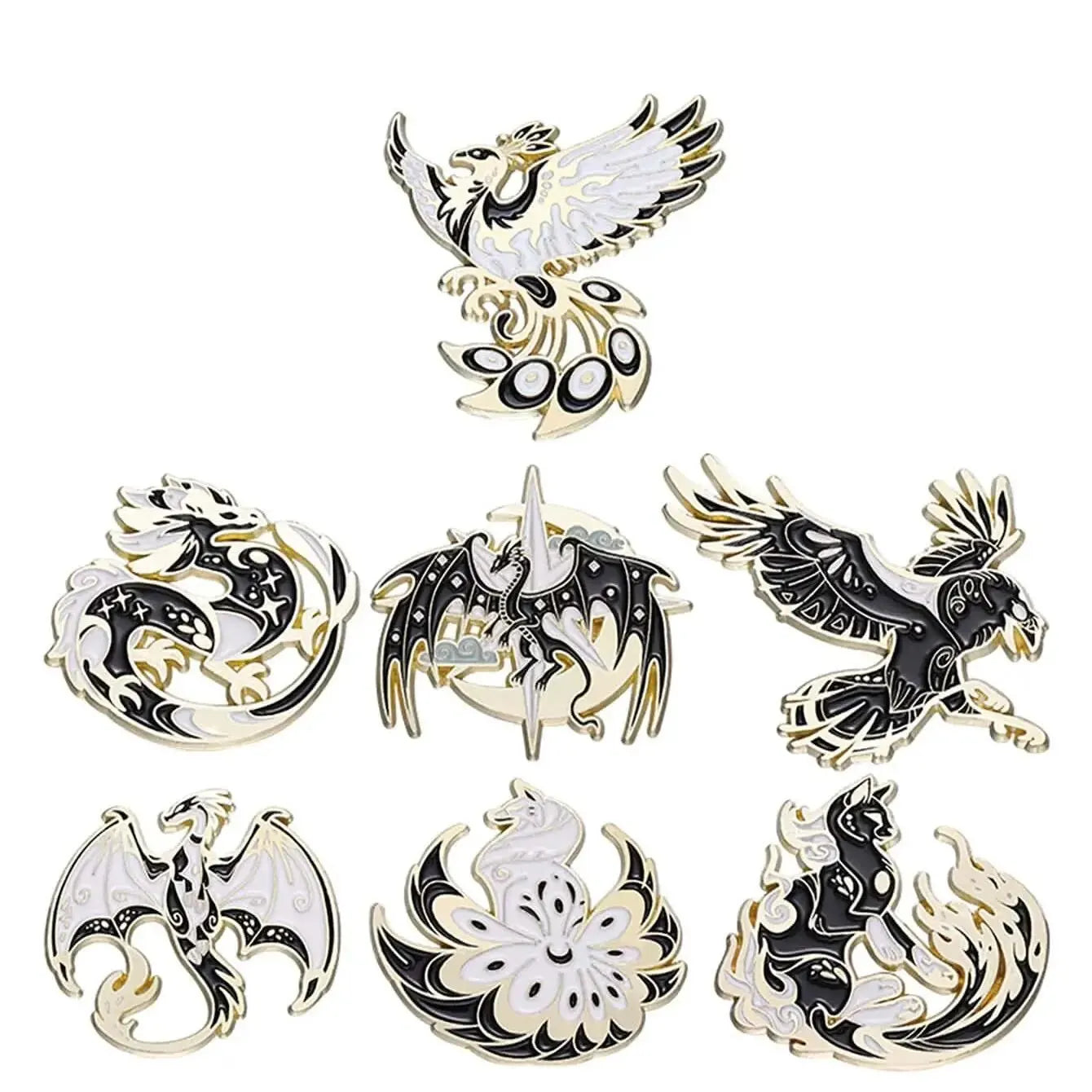 7Pcs Gothic Punk Bird Enamel Pins Custom Animal Cartoon Brooches Jewelry Clothes Accessoris Shirt Collar Lapel Badge Pin for Fri
