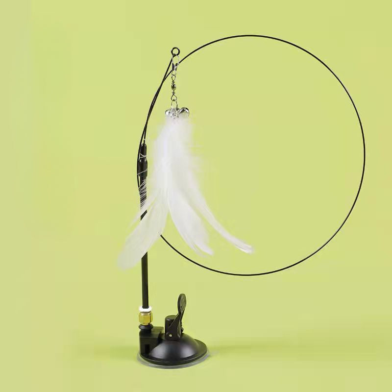 Interactive Cat Toy Handfree Cat Stick Playing Kitten Playing Teaser Wand Toy Suction Cup Bird/Feather Cat Wand Pet Supplies