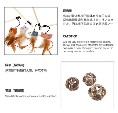 Cat Toy Cat Teaser Sticks Ring Cat Toys Rattan Ball Badminton Cat Cat Toys Cat Chewing Toys Funny Cat Stick Cat Cat Supplies