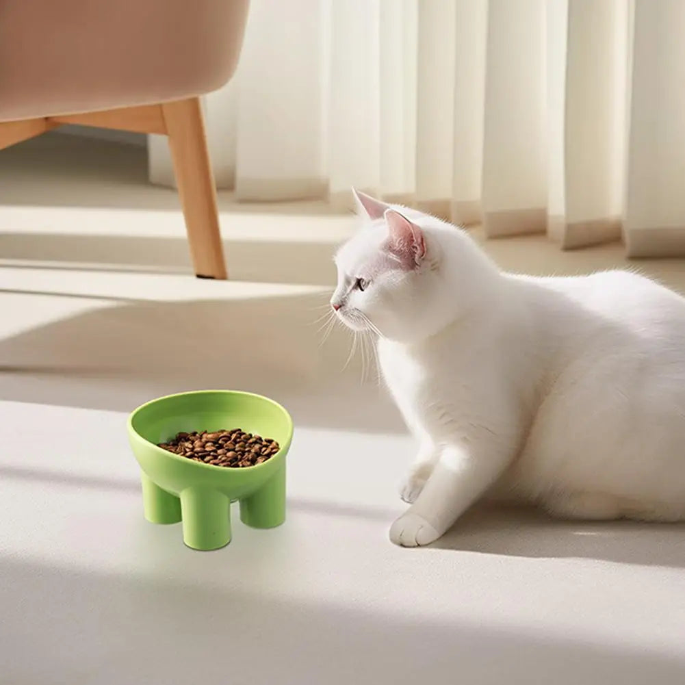 Pet Supplies Macaron Color Elephant Leg Bowl Neck Protection Oblique Mouth Cat Bowl Anti-tip Plastic Pet Bowl High-legged Cat Bo