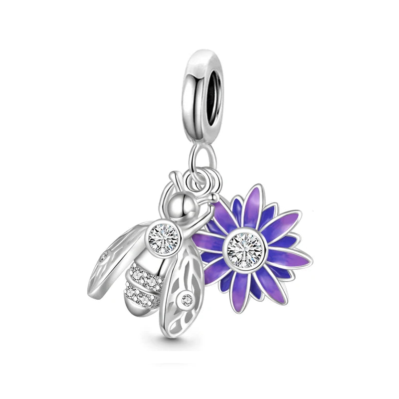 New 925 Sterling Silvering Butterfly Bees Bird Charm of ley 925 Chain Beaded Fit Original Pandora Bracelet DIY Ladies Jewelry