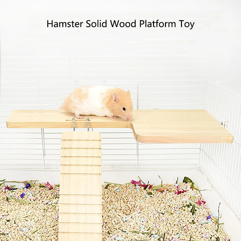 Functional Wooden Hamster House Desk Platform Pet Stand Toy Station Board Pet Products Hamster Cage Golden Bear Toy Supplies