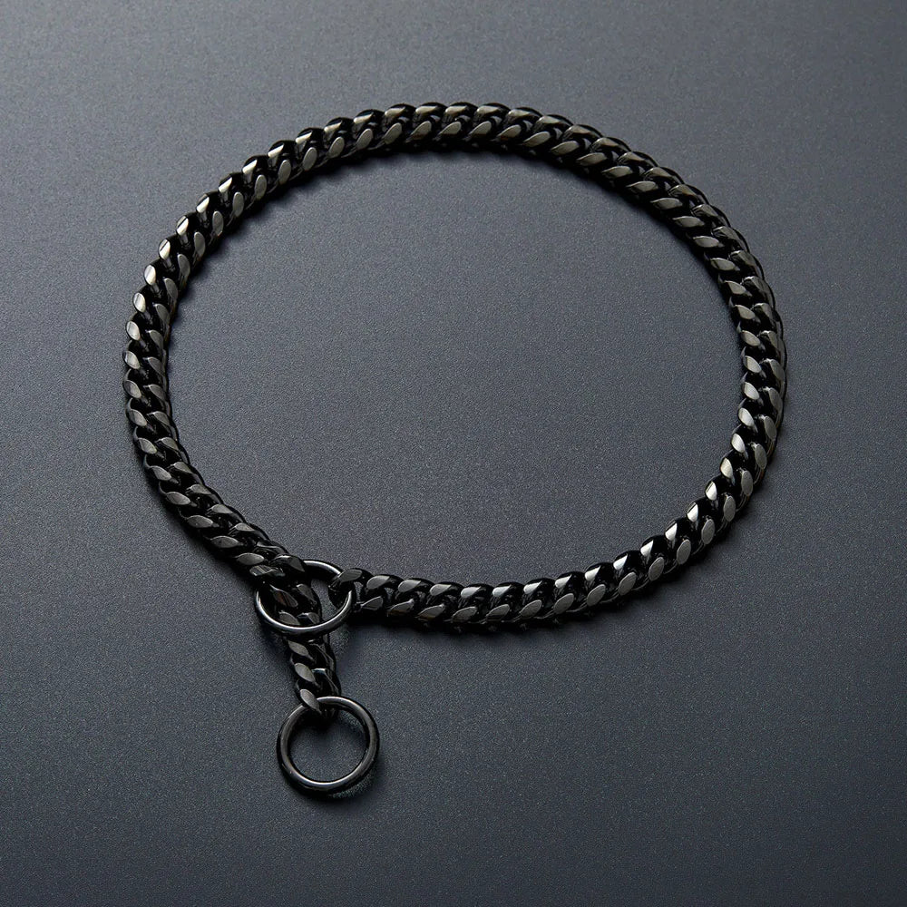 Gold Chain Dog Collar 10mm Fashion Dog Cuban Link Pet Gold Necklace Metal Puppy Jewelry Bulldog P Chain Pet Training Slip Collar