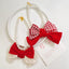 Pearl Chain Pet Dog Necklace Christmas Red Bow Tie Neck Accessories for Small Medium Puppy Romantic Lace Adjust Cat Accessories
