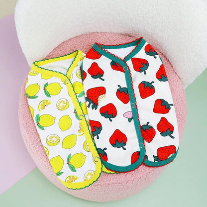 Summer Dog Clothes Soft Sleeveless Dog Apparel with Strawberry Pattern Comfortable Pet Shirts Summer Puppy Vest Clothes Pet Coat