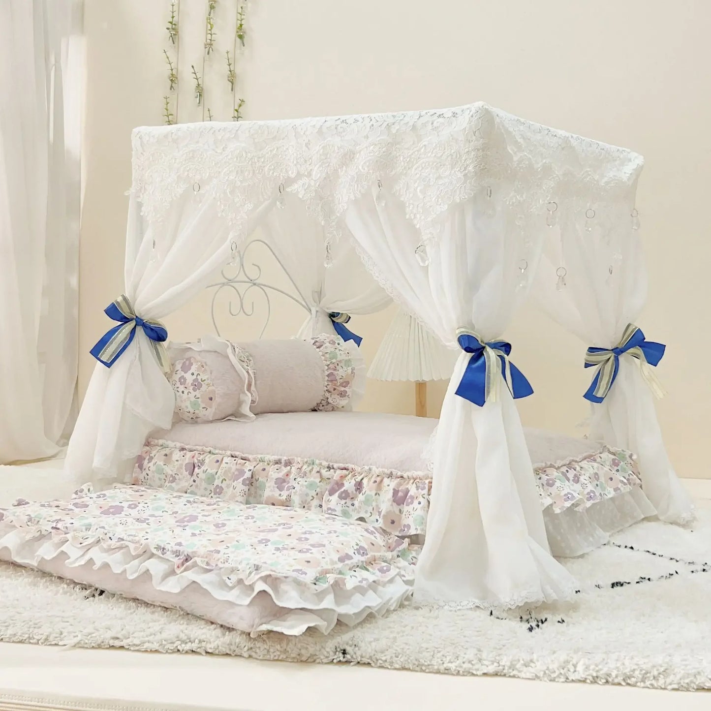 Pet Bed Cat Bed Cat Nest Teddy Than Bear Kennel Princess Wrought Iron Dog Bed Small Medium and Large Dog Supplies