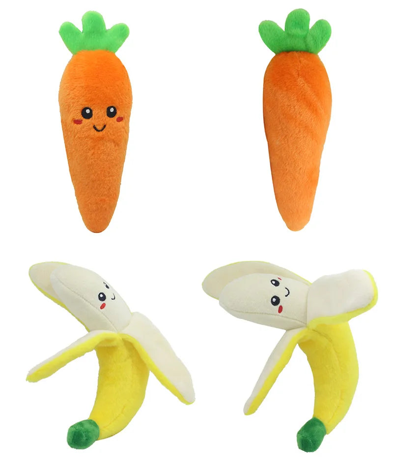Pet plush sound toy fruit vegetable dog cat educational toy supplies cactus corn eggplant