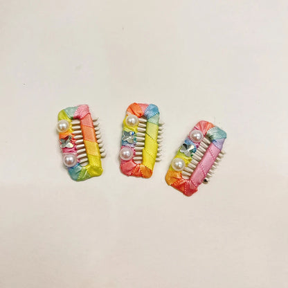 European Fashion Hair Accessories For Cats Rainbow Color Pearl York Dog Hairpins Long Hair Animal Comb Fancy Girl Pet Supplies