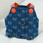 New Dog Harness and Leash Set for Small Dogs, Dark Wash Denim Puppy Dog Vest Harness Tassels Pet Jeans Butterfly Harness